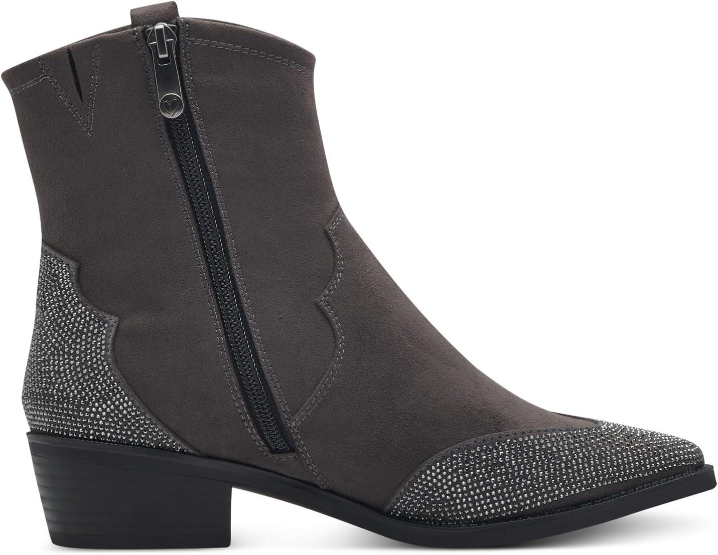 imageMARCO TOZZI Femme Bottines Zippes 22534043 Botte de WesternGris Fonc