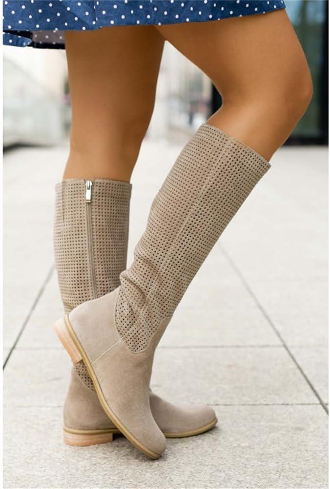 imageORANDESIGNE Bottes Dt Femme Bottes Western Cowboy en Daim Boho Chic Motif Perfor BootsA Beige