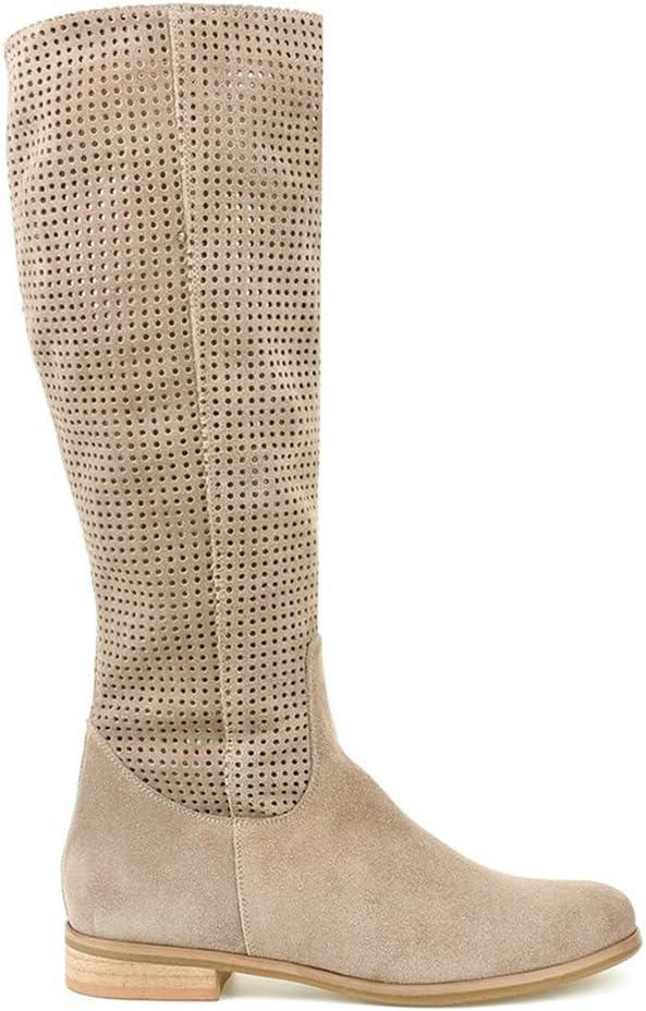 imageORANDESIGNE Bottes Dt Femme Bottes Western Cowboy en Daim Boho Chic Motif Perfor BootsA Beige