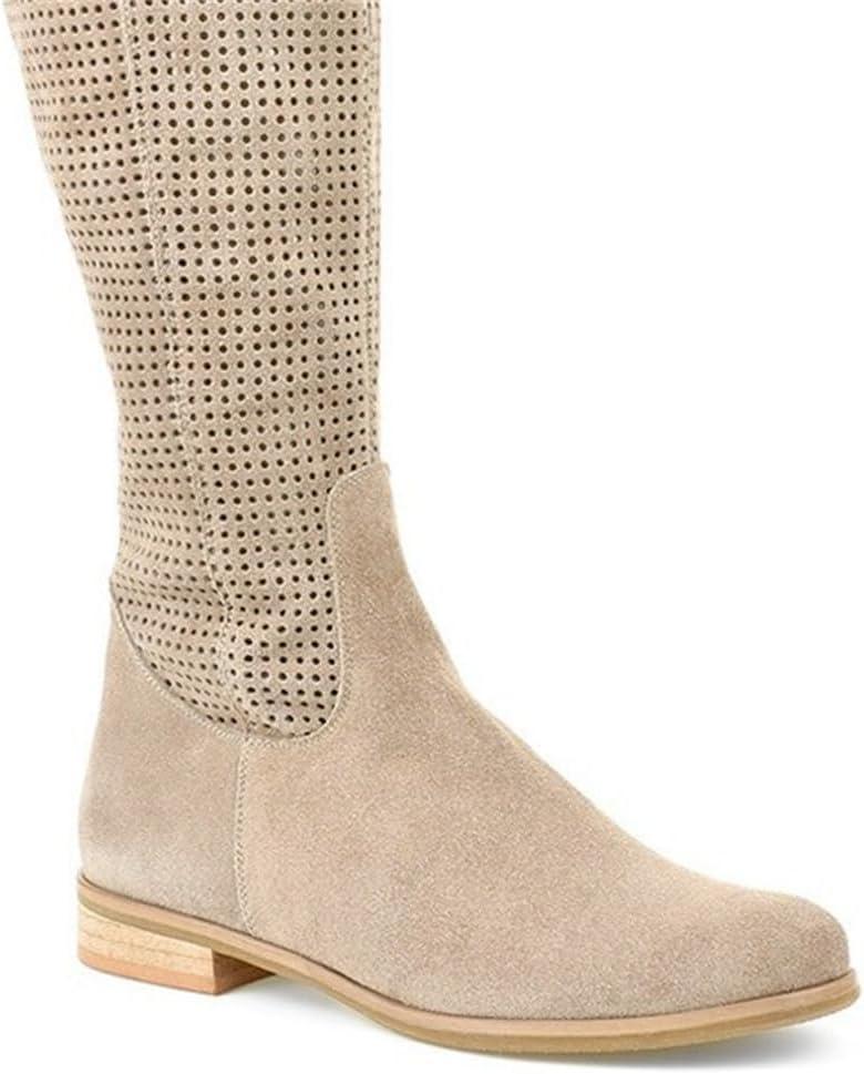 imageORANDESIGNE Bottes Dt Femme Bottes Western Cowboy en Daim Boho Chic Motif Perfor BootsA Beige