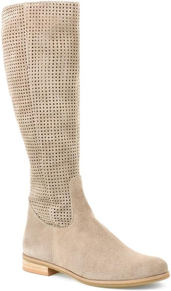 imageORANDESIGNE Bottes Dt Femme Bottes Western Cowboy en Daim Boho Chic Motif Perfor BootsA Beige