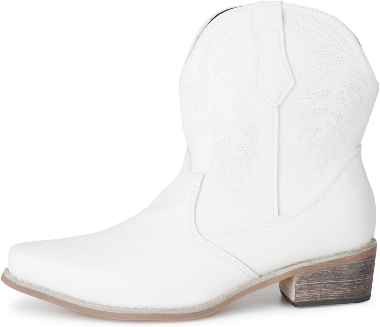 imageRemxi Bottines de cowboy western bout pointu pour femmeBlanc