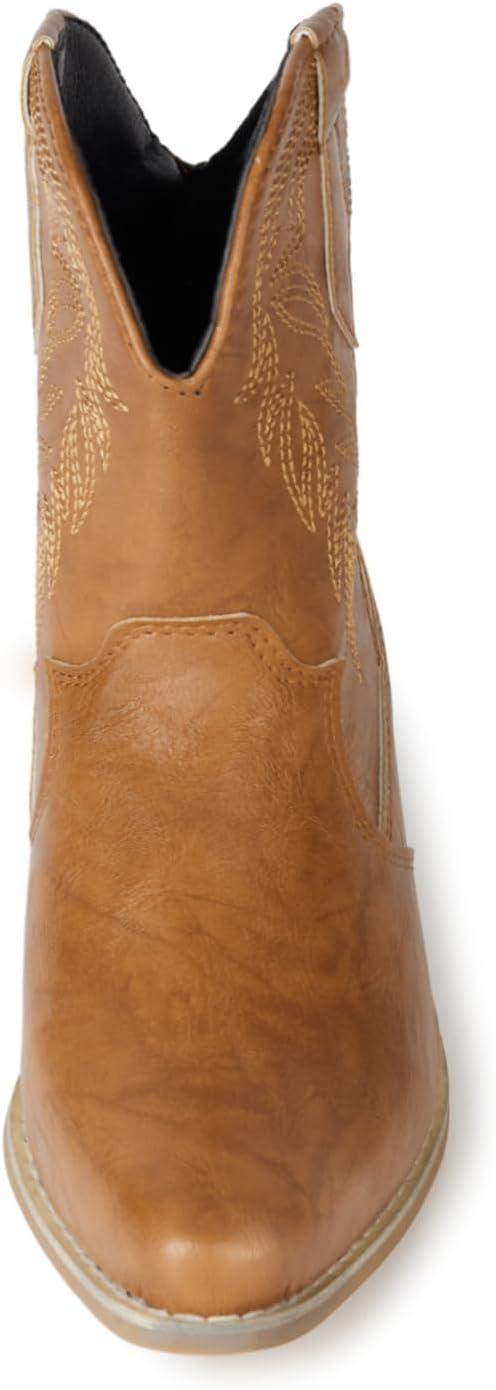 imageRemxi Bottines de cowboy western bout pointu pour femmeMarron Clair