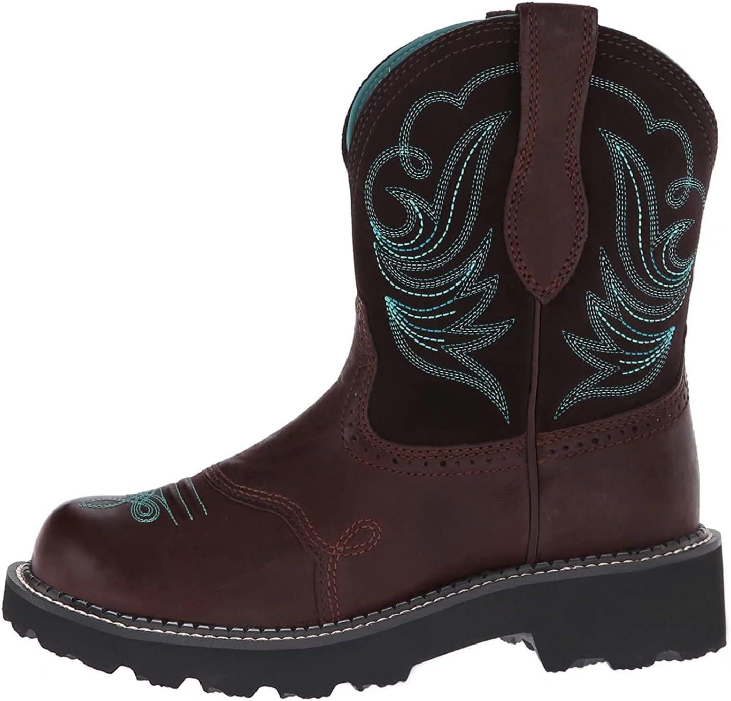 imageSWZEC Bottes Cowboy Femme Mode Broderie Classique Cowgirl Bottines Western Vintage Casual Bottines Hiver 3542Marron Bleu
