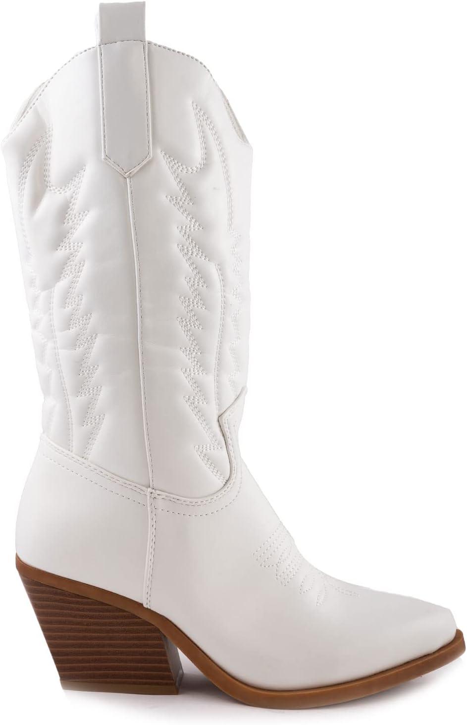 imageToocool Bottes femme texans cowboy western camperos chaussures bottes Y02Blanc