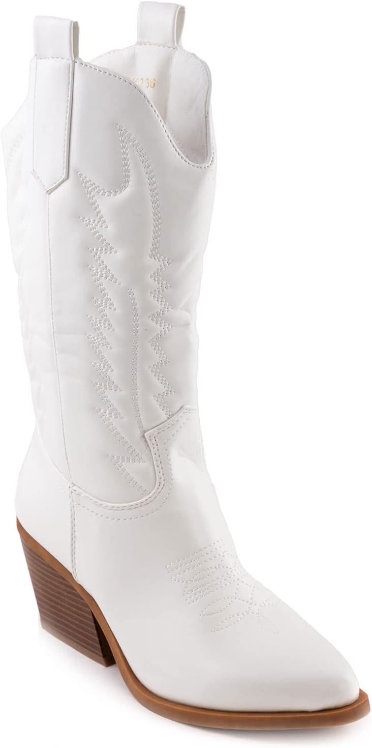 imageToocool Bottes femme texans cowboy western camperos chaussures bottes Y02Blanc