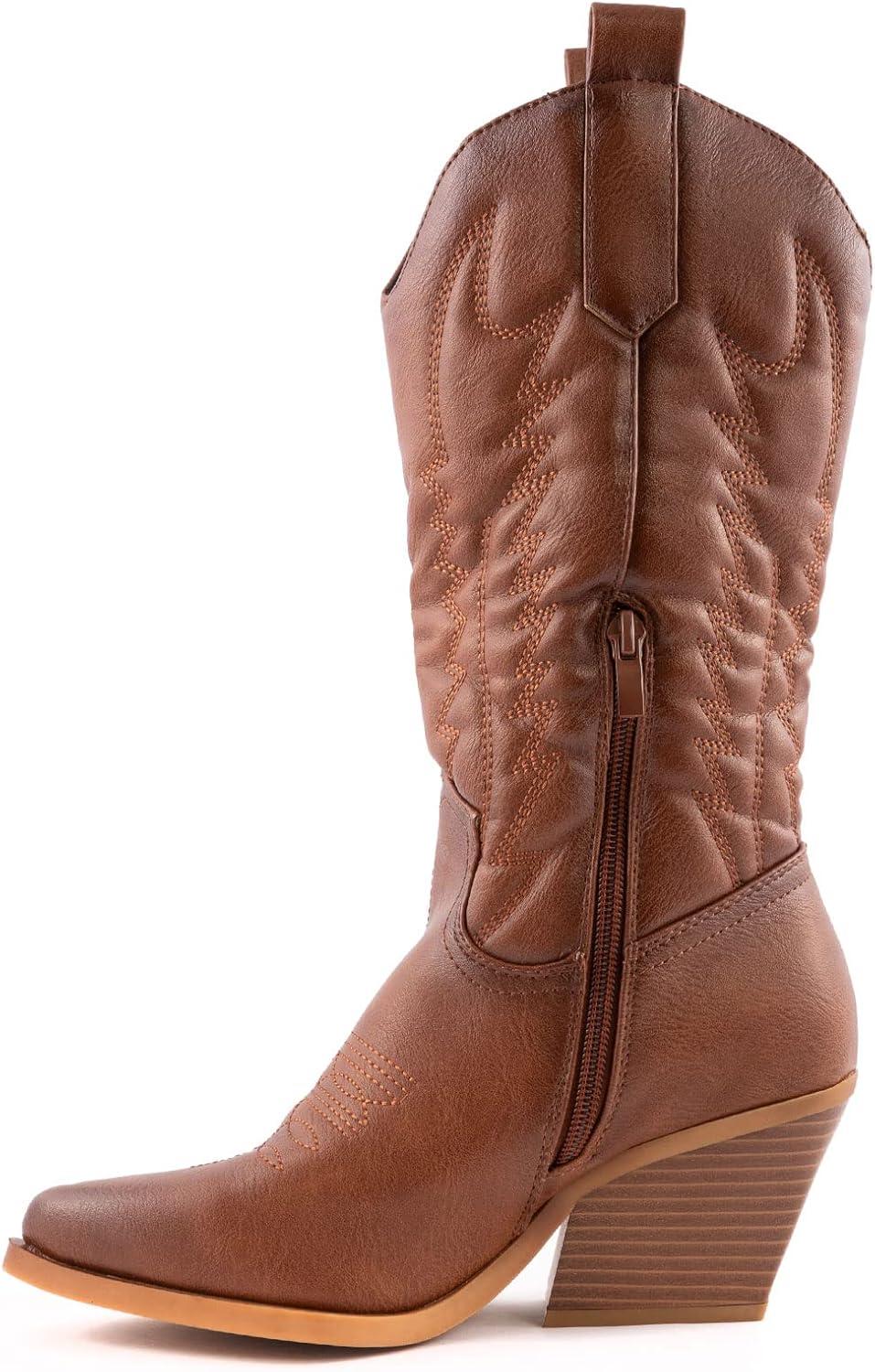 imageToocool Bottes femme texans cowboy western camperos chaussures bottes Y02Camel