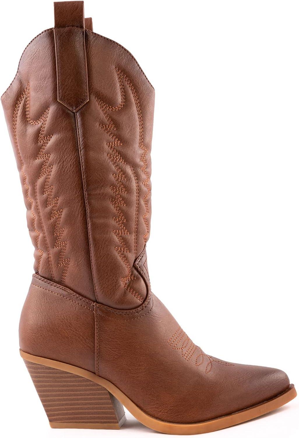imageToocool Bottes femme texans cowboy western camperos chaussures bottes Y02Camel