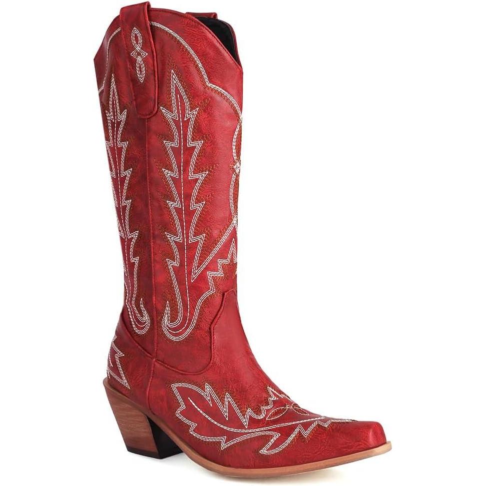 imageArtykey Cowboy Western Chaussures Femme Mode Bottes Noir Bottines de Cowboy Marron Santiags A1Rouge
