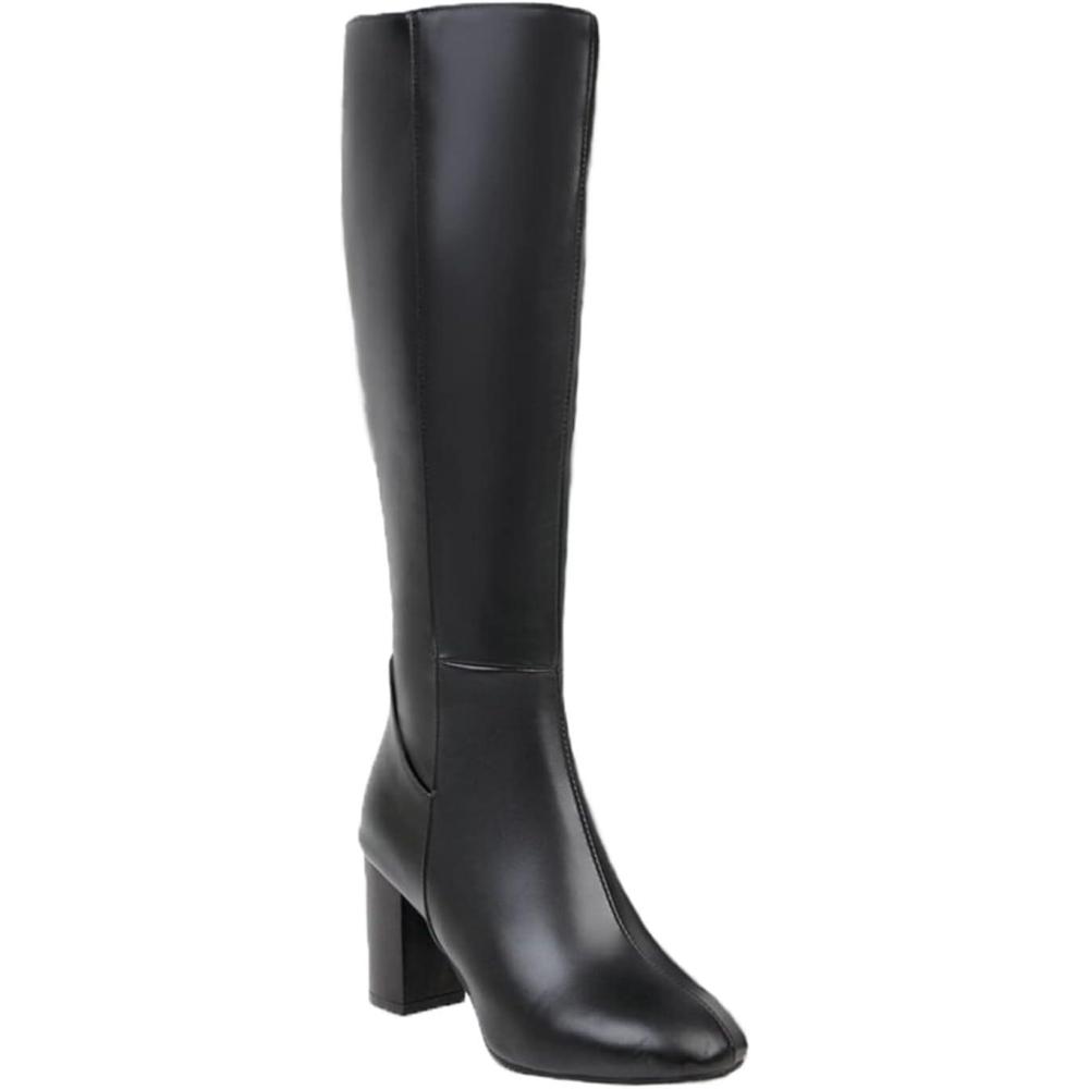 imageBottes Hautes Genoux Femme Classiques Botte Equitation pour Femmes Bottes de Cowboy Confortables Tirer Sur Les Boots DHiver DAutomne Bottines Western Chaussure Vintage Mode Cuir Women Shoes01 le Noir