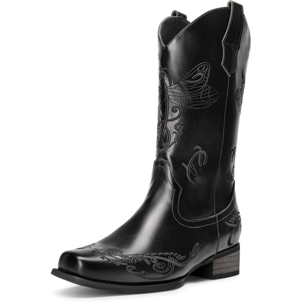imageDREAM PAIRS Sdmb2220w Botte de western FemmeNoir