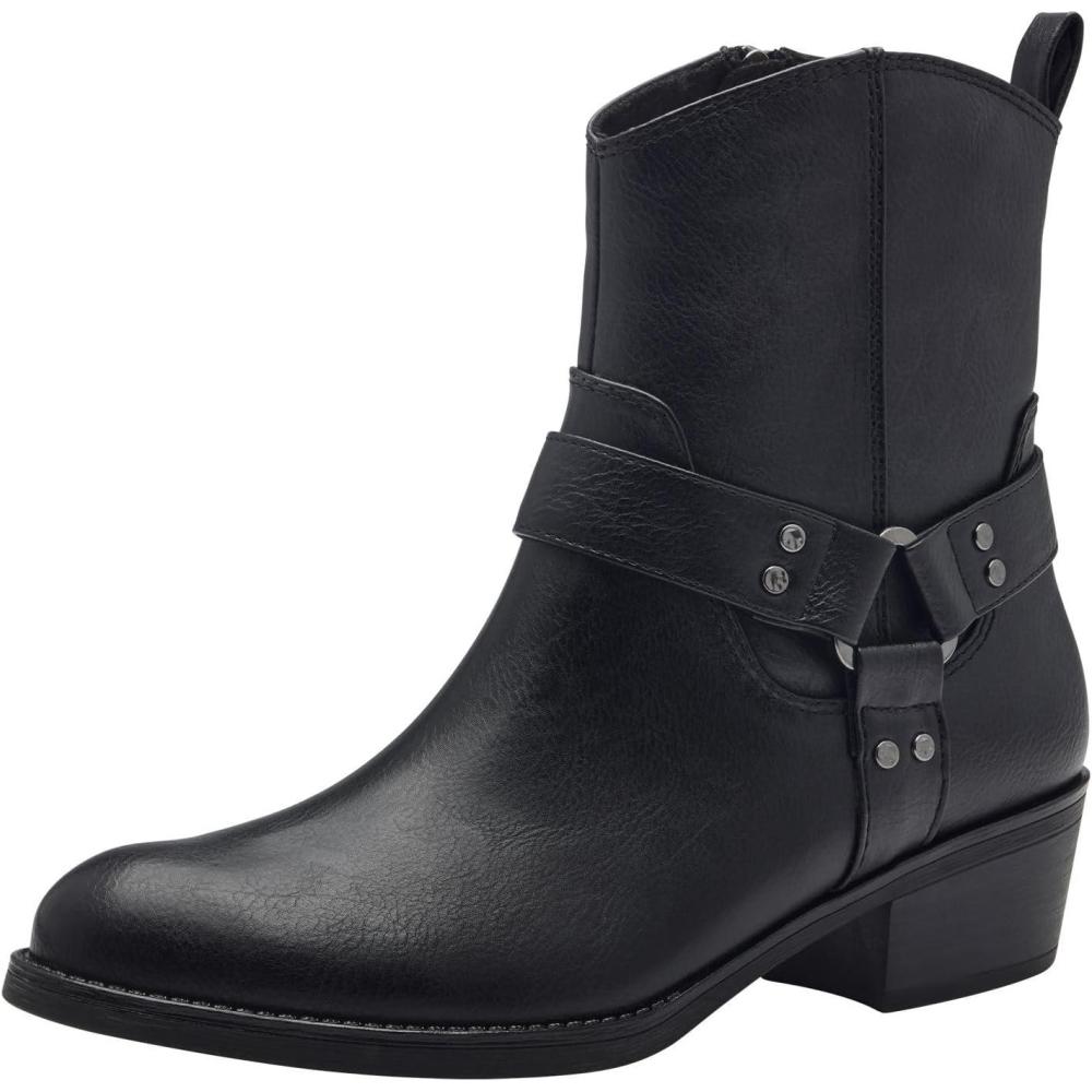 imageMARCO TOZZI Femme Bottines Zippes 22532443 Botte de WesternNoir