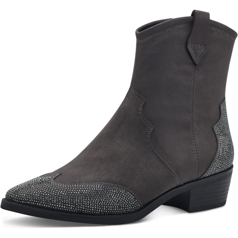imageMARCO TOZZI Femme Bottines Zippes 22534043 Botte de WesternGris Fonc