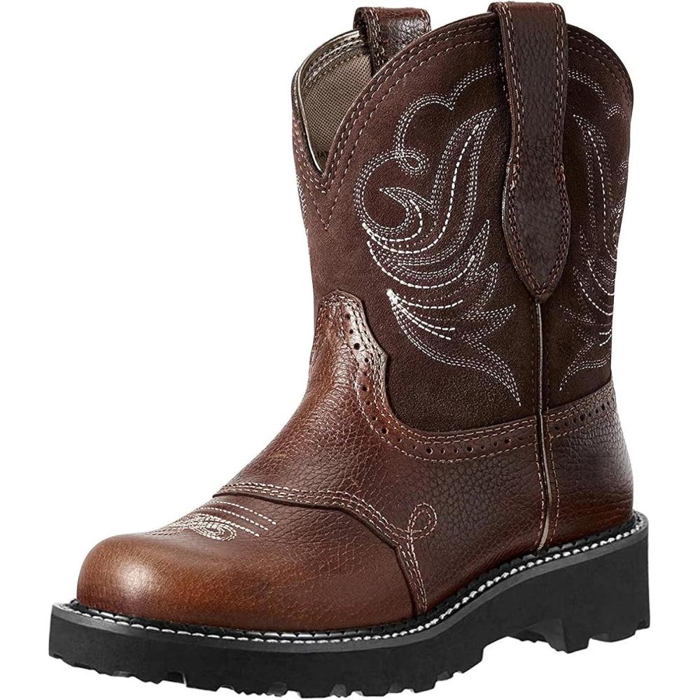 imageSWZEC Bottes Cowboy Femme Mode Broderie Classique Cowgirl Bottines Western Vintage Casual Bottines Hiver 3542Marron