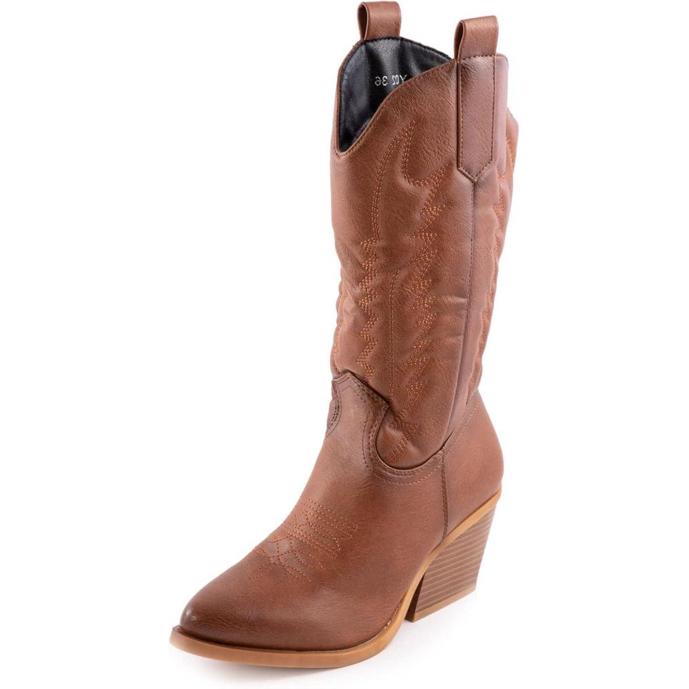 imageToocool Bottes femme texans cowboy western camperos chaussures bottes Y02Camel