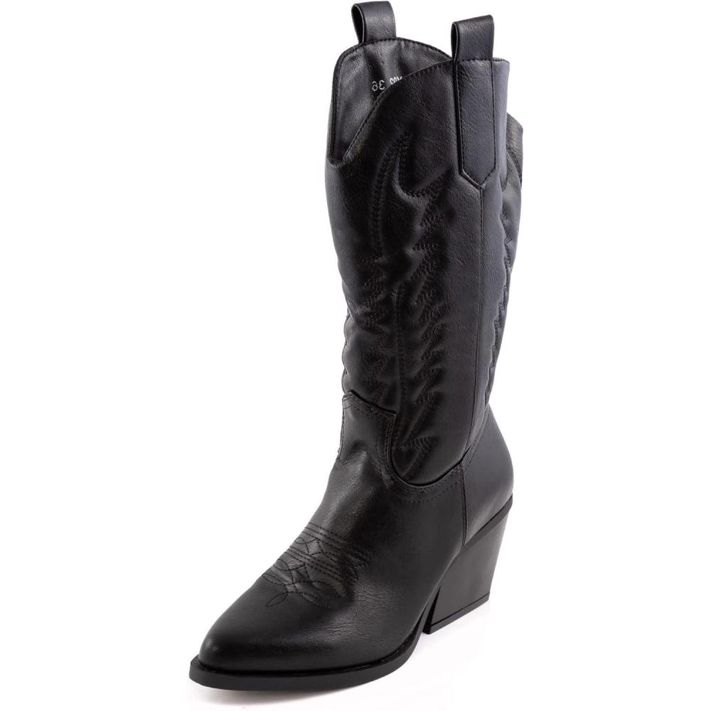 imageToocool Bottes femme texans cowboy western camperos chaussures bottes Y02Noir