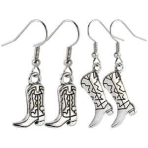 2 Boucles d&rsquo;oreilles Cowboy Femme – Accessoires Bottes de Cowgirl Western – Métal, Métal