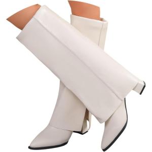 Bottes Cowboy Femme, Elégantes Avec Talon Haut Bottine, Medievales Talon Bottines, Botte De Cowboy Western Avec Haute Chaussure Femme Confortable Chaussure(C3 Weiß)