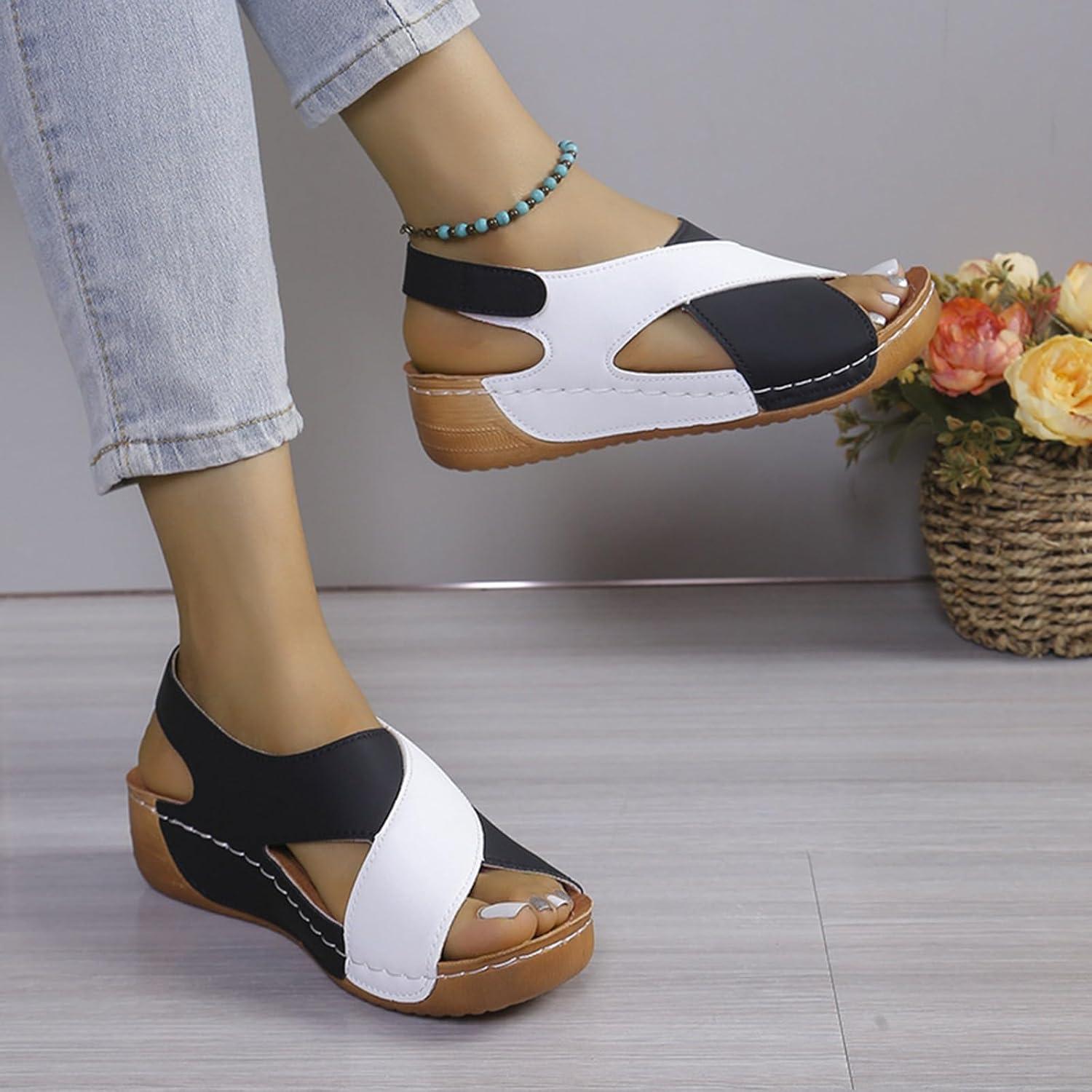 imageGenerico Sandales orthopdiques pour femme dt lgantes lgres orthopdiques confortables antidrapantes sandales compenses lavables plage de sport en plein air chaussures de randonneNoir