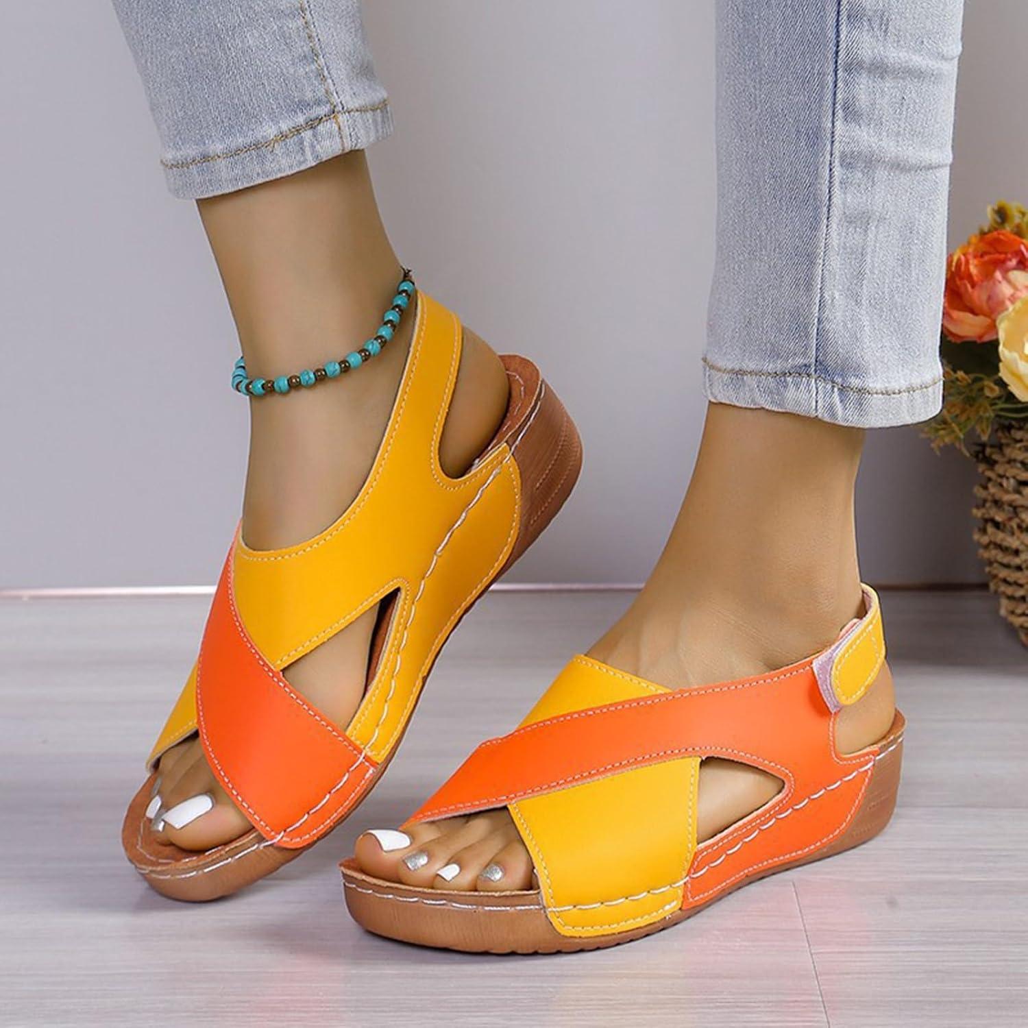 imageGenerico Sandales orthopdiques pour femme dt lgantes lgres orthopdiques confortables antidrapantes sandales compenses lavables plage de sport en plein air chaussures de randonneJaune
