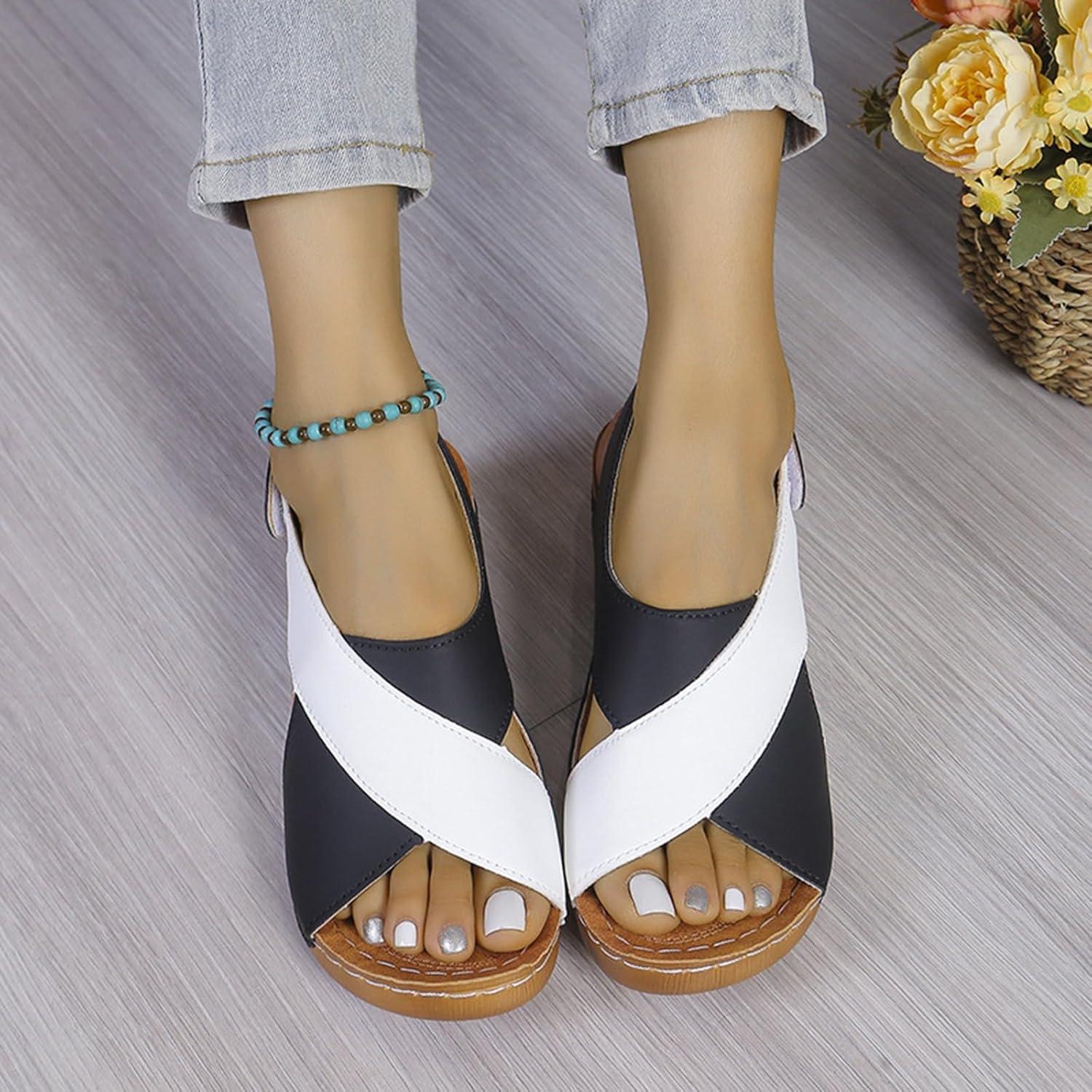 imageGenerico Sandales orthopdiques pour femme dt lgantes lgres orthopdiques confortables antidrapantes sandales compenses lavables plage de sport en plein air chaussures de randonneNoir