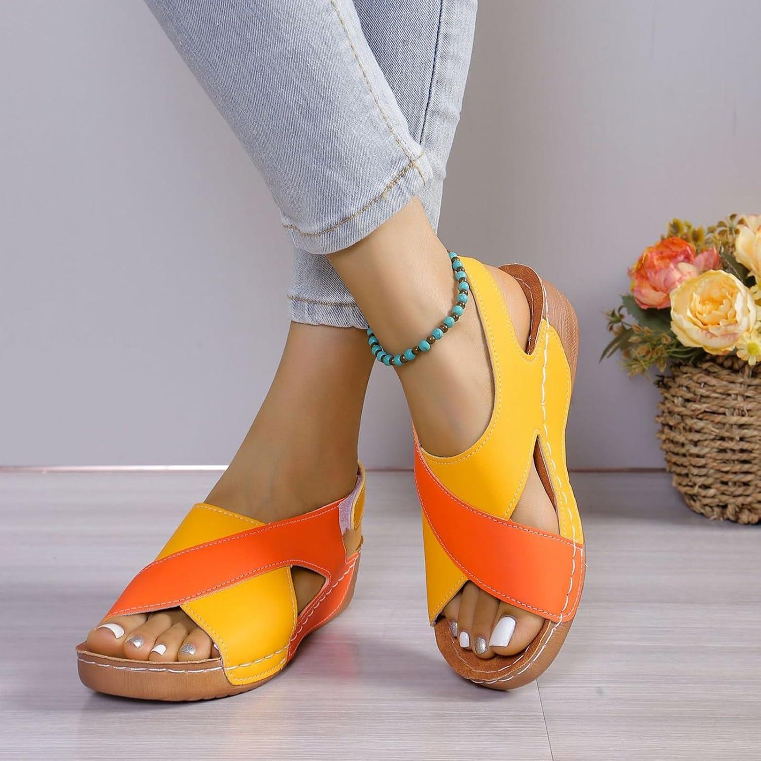 imageGenerico Sandales orthopdiques pour femme dt lgantes lgres orthopdiques confortables antidrapantes sandales compenses lavables plage de sport en plein air chaussures de randonneJaune
