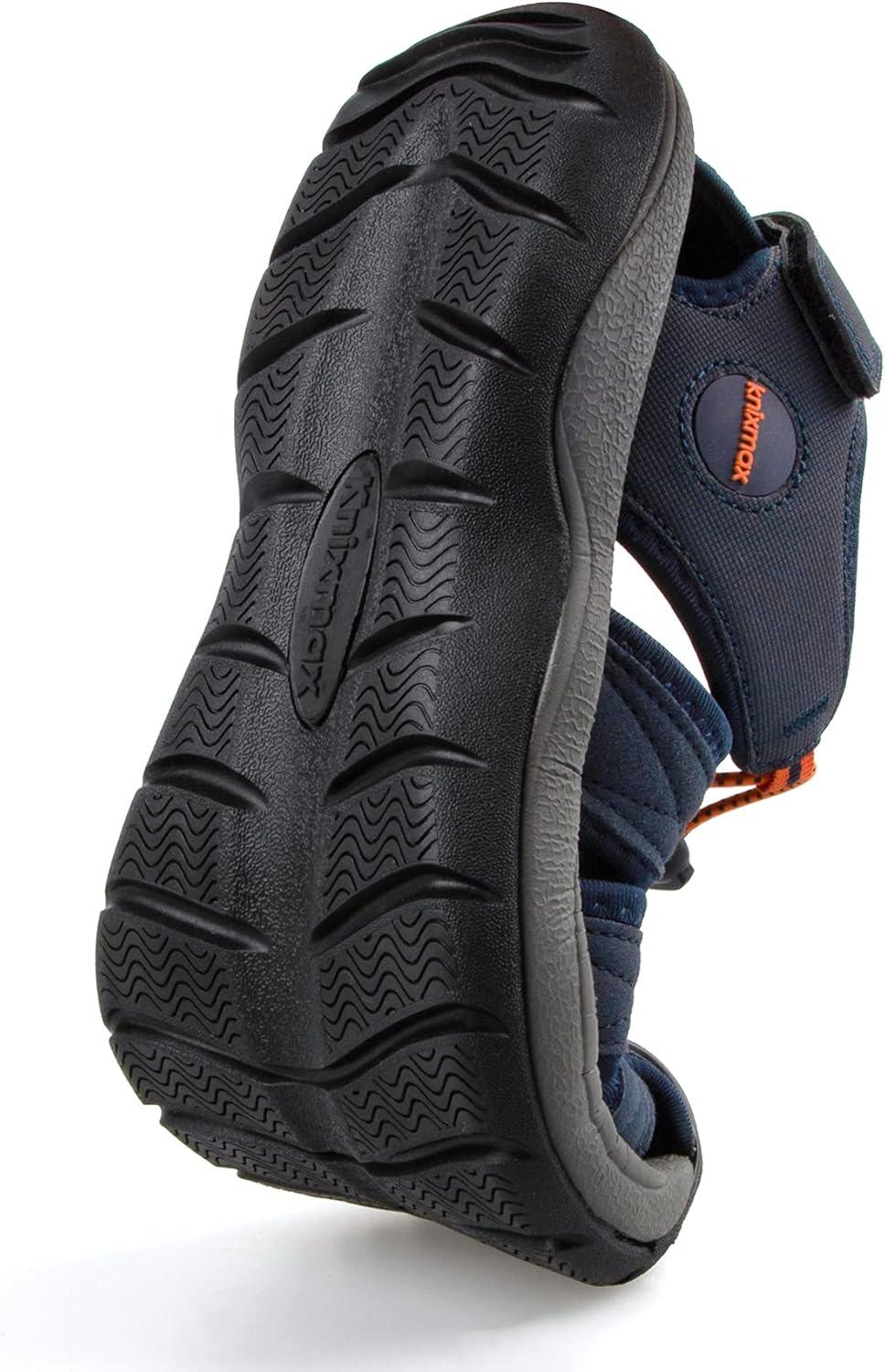imageKnixmax Sandales de Randonne Femme Homme tBout Ferm Antidrapantes et Lgres et ConfortSandale de sport Outdoor Sandale de MarcheEU 3746Homme Bleu Marine Crochet et Boucle Rglables