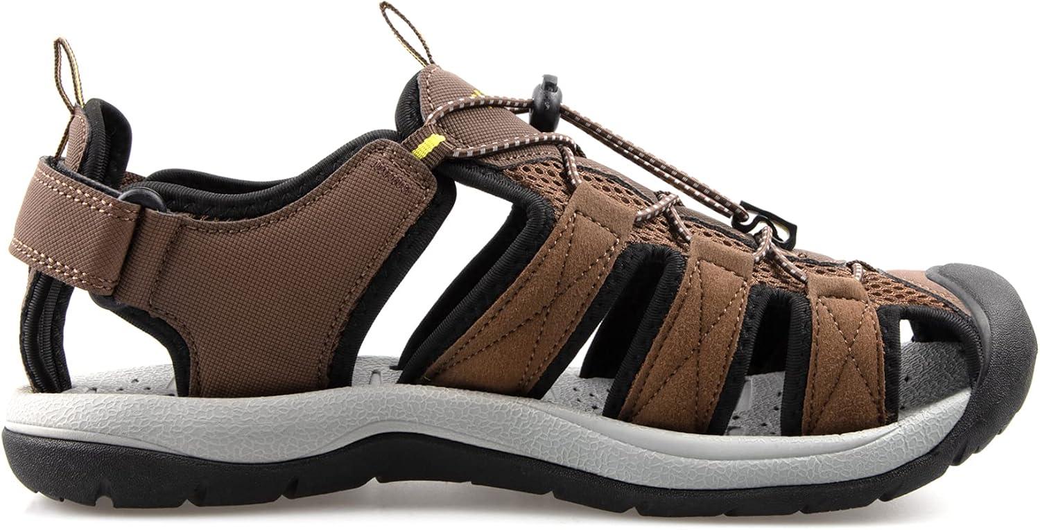 imageKnixmax Sandales de Randonne Femme Homme tBout Ferm Antidrapantes et Lgres et ConfortSandale de sport Outdoor Sandale de MarcheEU 3746Homme Marron Crochet et Boucle Rglables
