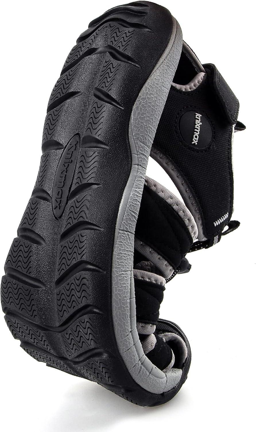 imageKnixmax Sandales de Randonne Femme Homme tBout Ferm Antidrapantes et Lgres et ConfortSandale de sport Outdoor Sandale de MarcheEU 3746Noir Crochet et Boucle Rglables