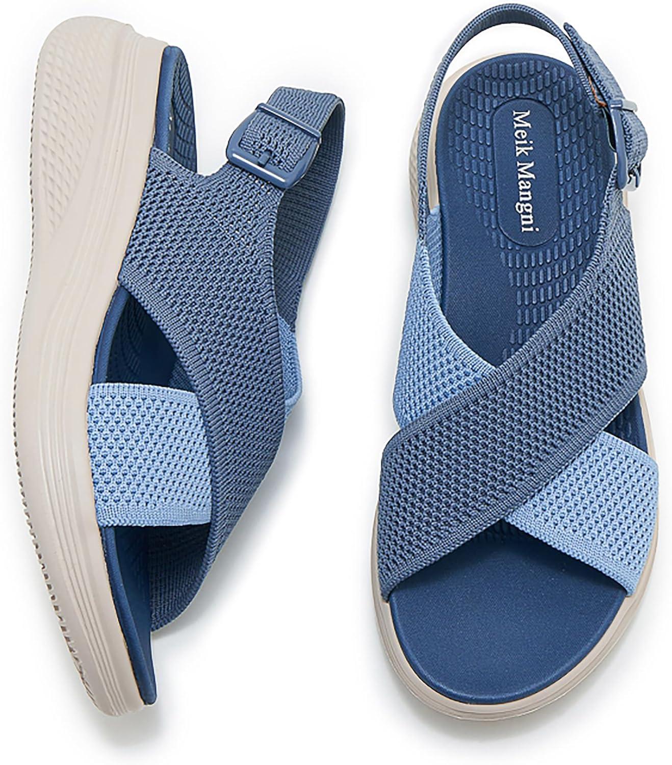 imageSandales Orthopedique Femmes Confortable Randonne Sandale Compenses Bout Ouvert Soutien Vote Plantaire Sandal Rglables t Lger Antidrapante3642 EUBleu