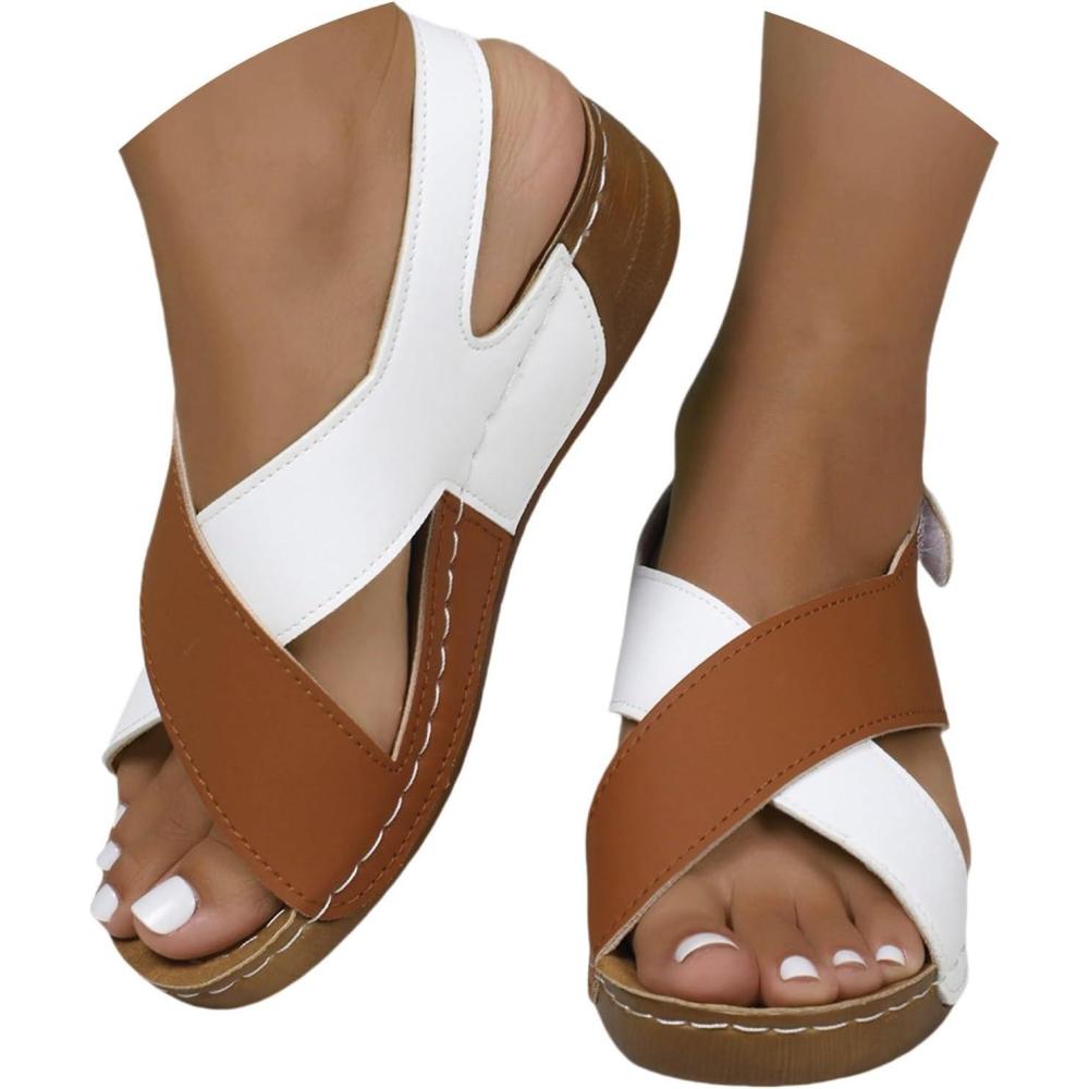 imageGenerico Sandales orthopdiques pour femme dt lgantes lgres orthopdiques confortables antidrapantes sandales compenses lavables plage de sport en plein air chaussures de randonneOrange