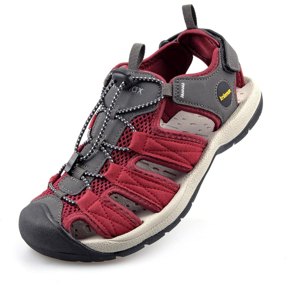 imageKnixmax Sandales de Randonne Femme Homme tBout Ferm Antidrapantes et Lgres et ConfortSandale de sport Outdoor Sandale de MarcheEU 3746Femme Rouge Crochet et Boucle Rglables