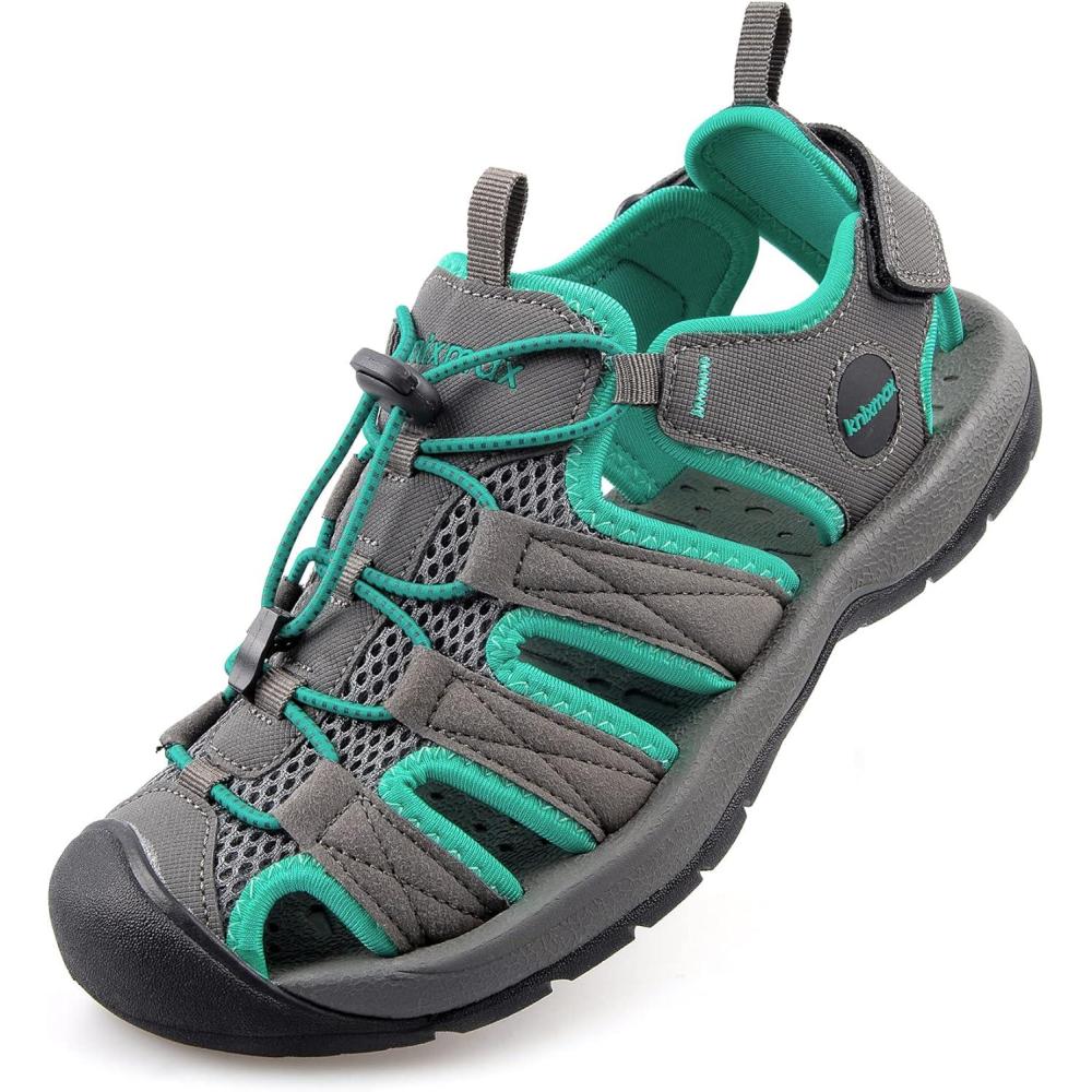 imageKnixmax Sandales de Randonne Femme Homme tBout Ferm Antidrapantes et Lgres et ConfortSandale de sport Outdoor Sandale de MarcheEU 3746Vert Crochet et Boucle Rglables
