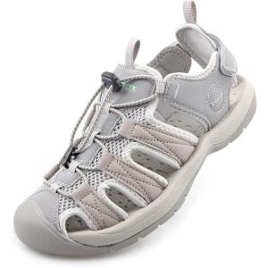 Knixmax Sandales de Randonnée Femme Homme été,Bout Fermé Antidérapantes et Légères et Confort,Sandale de sport Outdoor Sandale de Marche,EU 37-46(Femme Gris Crochet et Boucle Réglables)