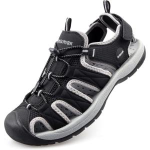 Knixmax Sandales de Randonnée Femme Homme été,Bout Fermé Antidérapantes et Légères et Confort,Sandale de sport Outdoor Sandale de Marche,EU 37-46(Noir Crochet et Boucle Réglables)