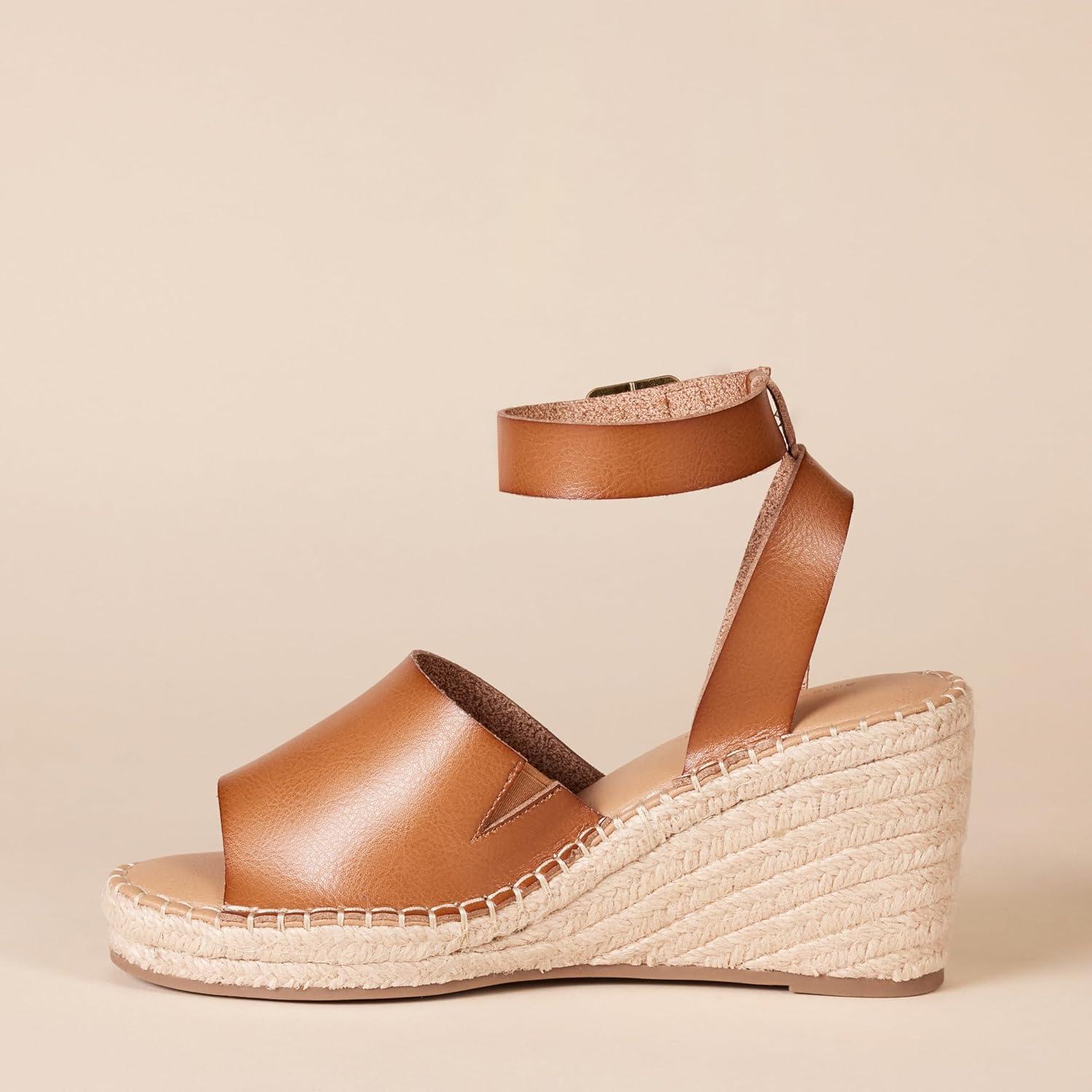 imageAmazon Essentials Sandale Espadrille Compense Confortable FemmeHavane