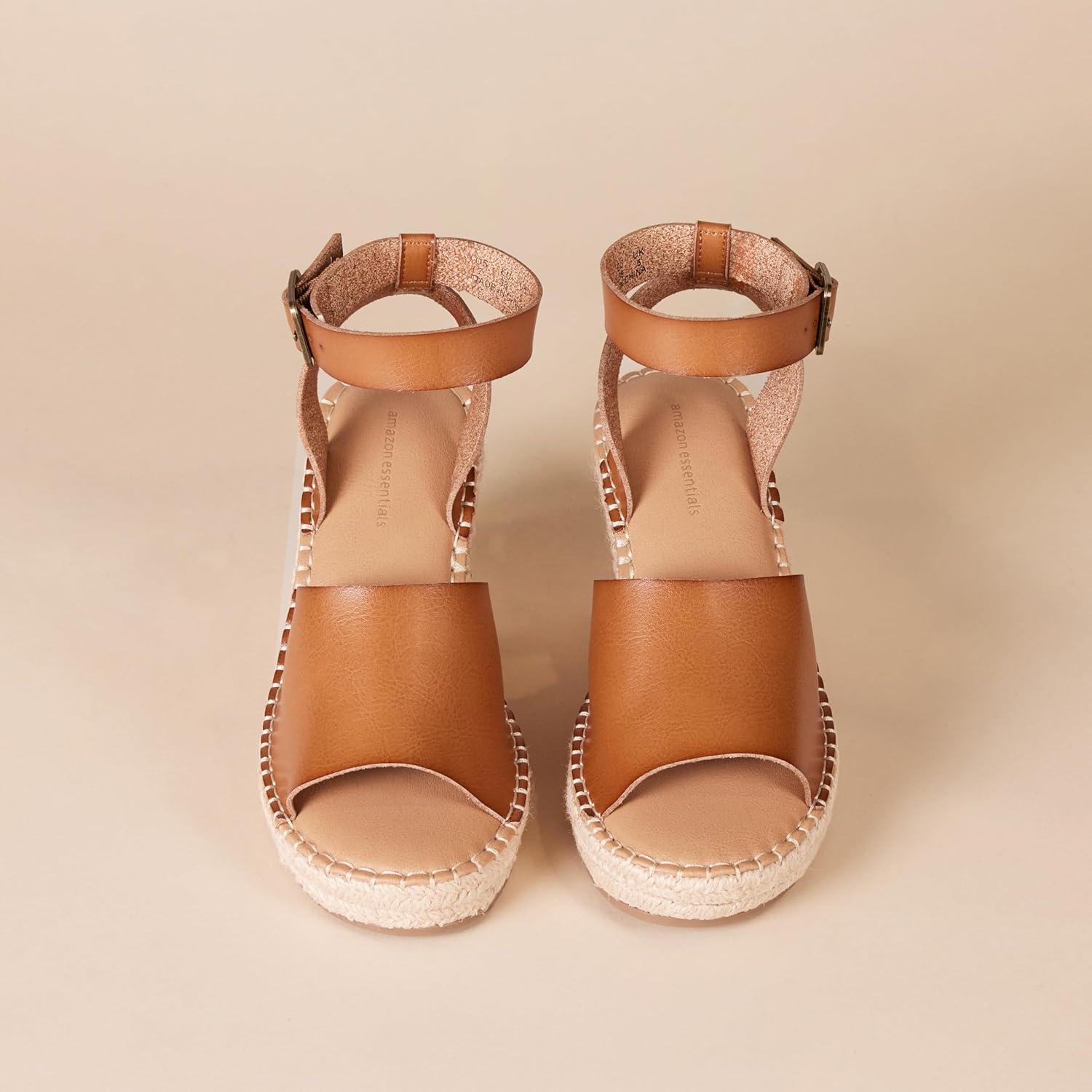 imageAmazon Essentials Sandale Espadrille Compense Confortable FemmeHavane