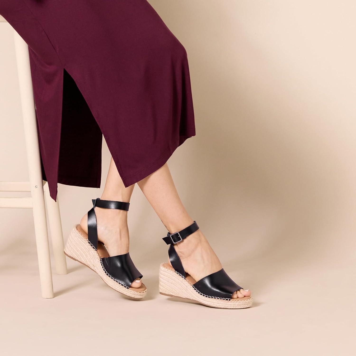 imageAmazon Essentials Sandale Espadrille Compense Confortable FemmeNoir