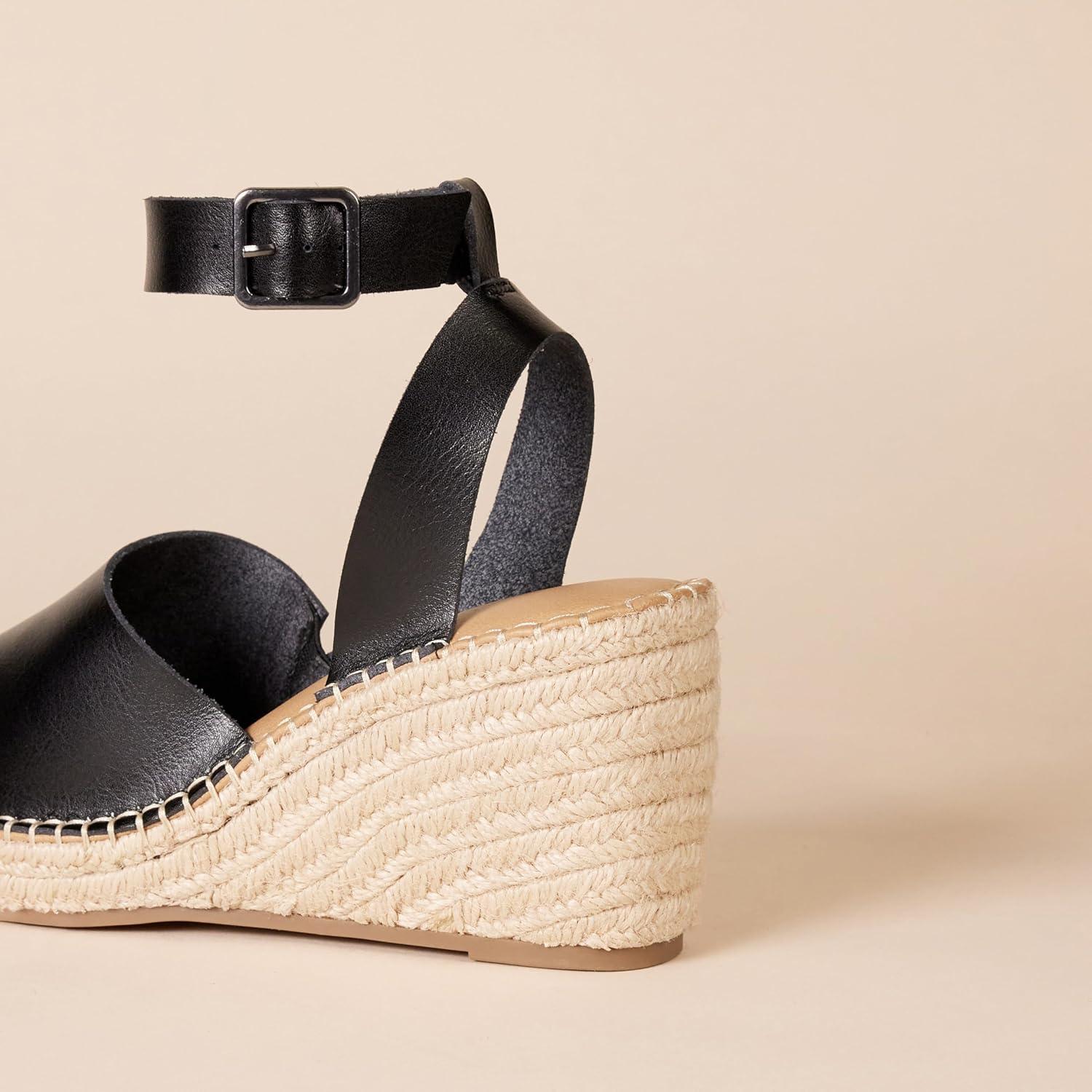 imageAmazon Essentials Sandale Espadrille Compense Confortable FemmeNoir