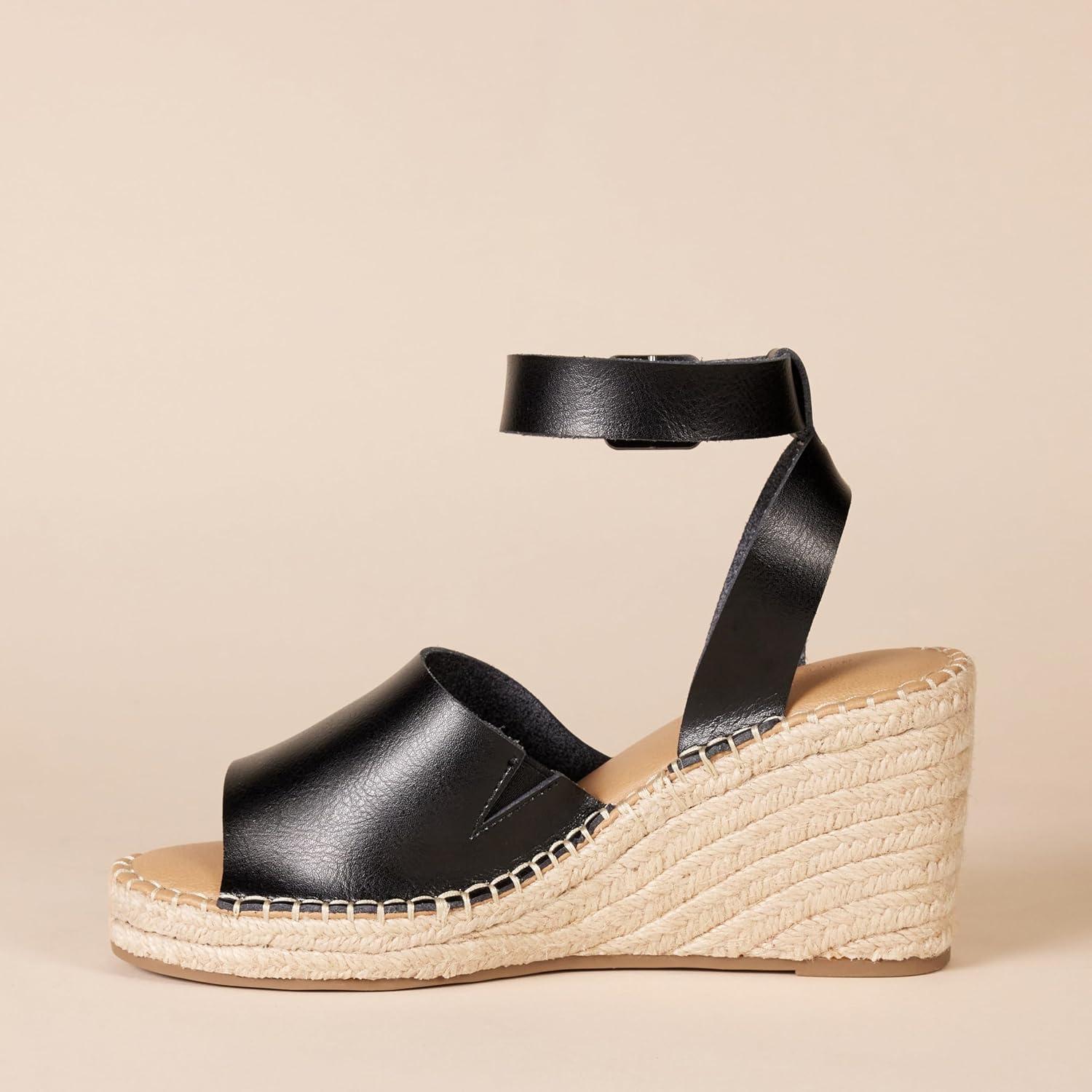 imageAmazon Essentials Sandale Espadrille Compense Confortable FemmeNoir
