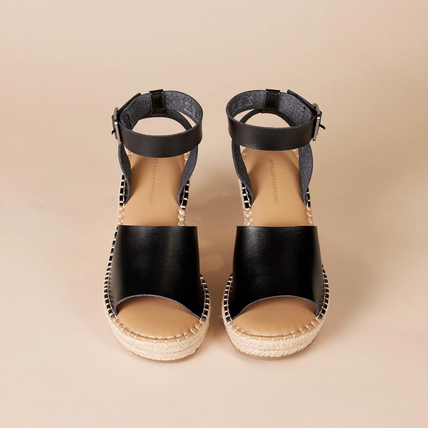 imageAmazon Essentials Sandale Espadrille Compense Confortable FemmeNoir