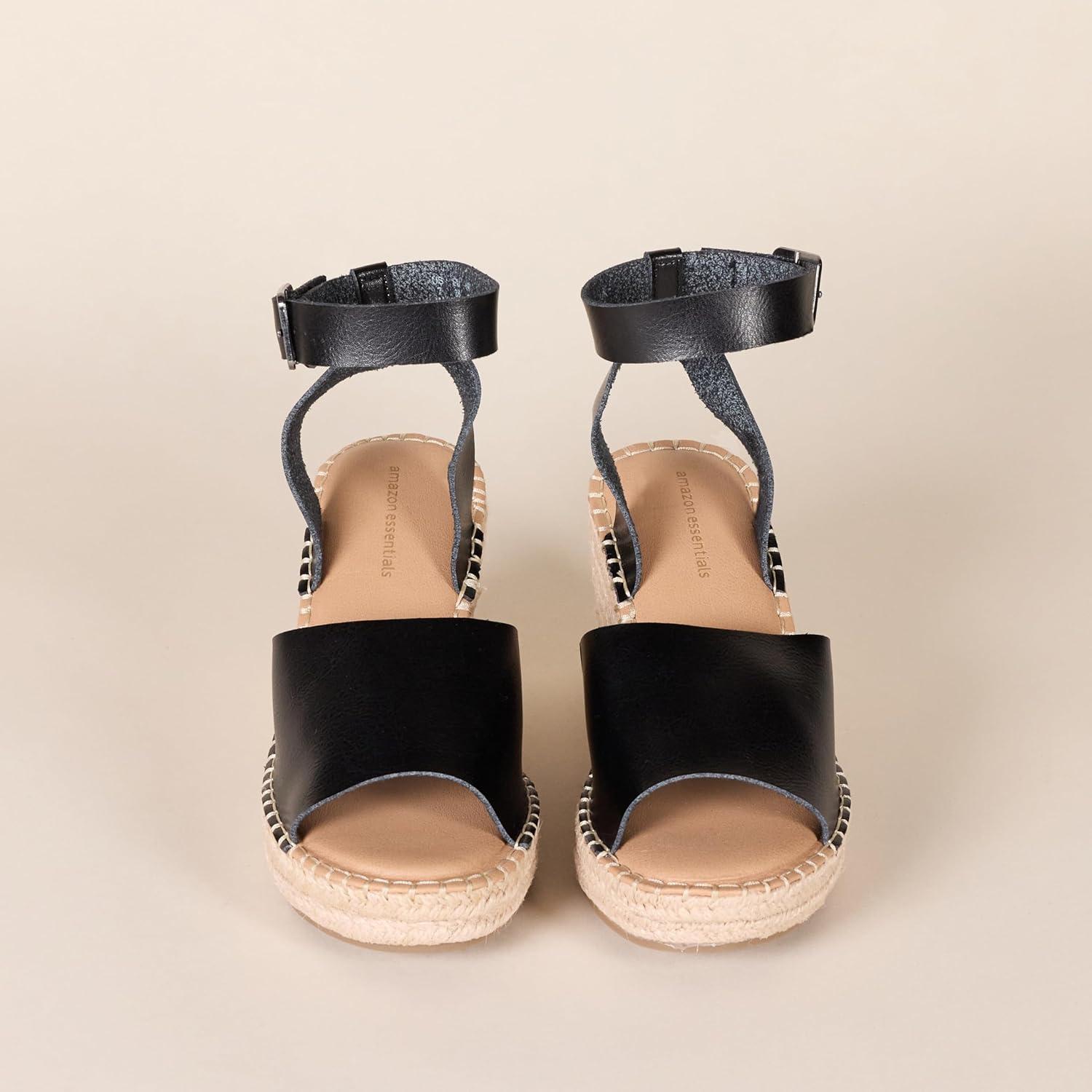 imageAmazon Essentials Sandale Espadrille Compense Confortable FemmeNoir