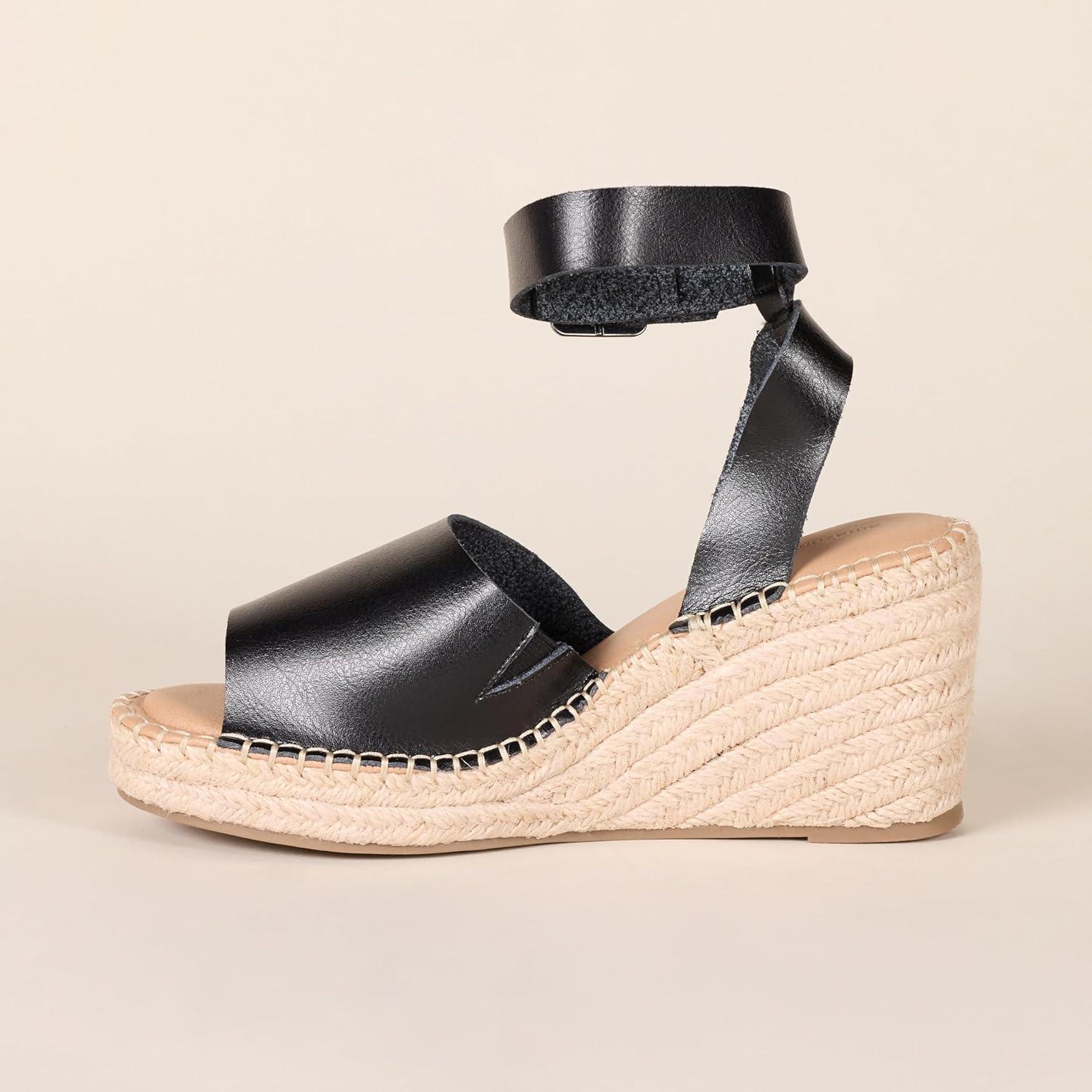 imageAmazon Essentials Sandale Espadrille Compense Confortable FemmeNoir