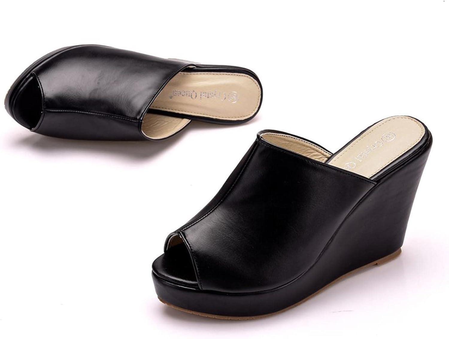 imageClaquette Talons Hauts Femme t Compenses Plateforme Pantoufles Soutien Plantaire Mules Antidrapant Chaussons Sandales Bout Ouvert Claquette Compensees Chaussure Mariage Confort pour VoyagesNoir
