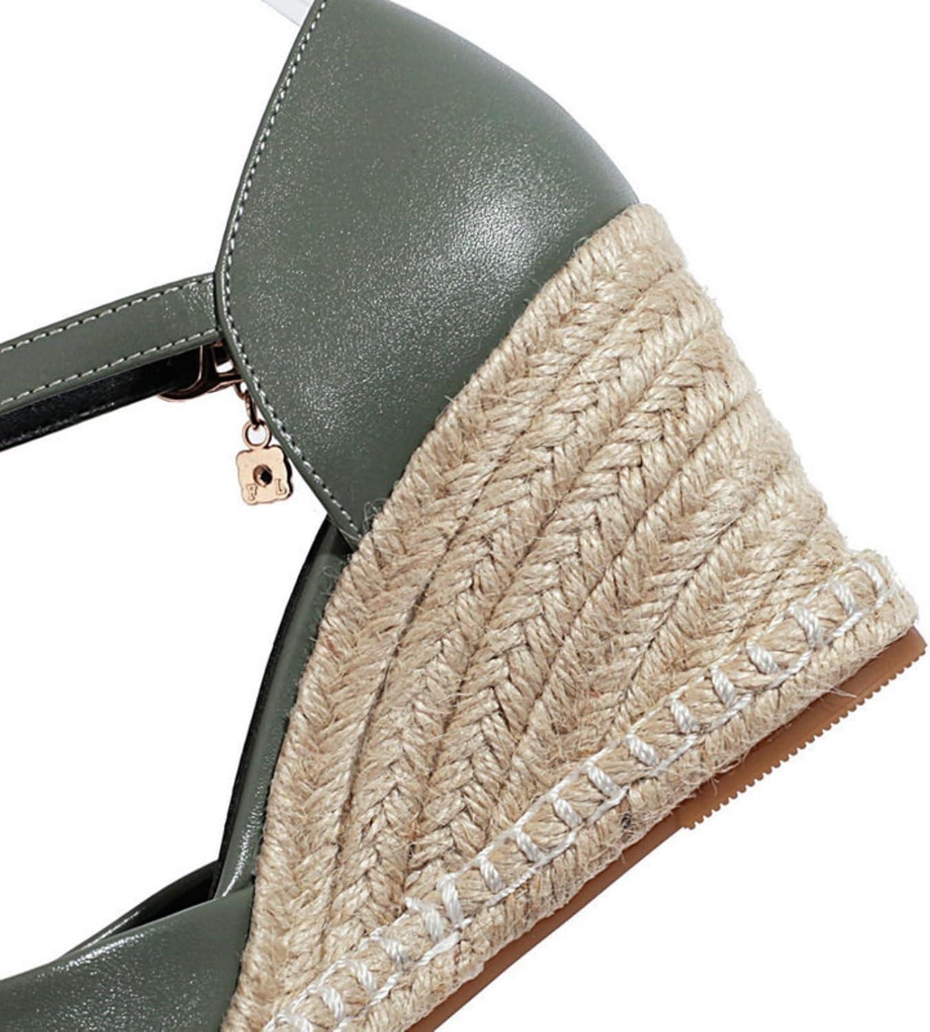 imageFemmes Ferm Bout Rond Sandales Dt Cheville Bride Robe Escarpins avec Boucle Mode Compense Plateforme SandalesGreen Vert