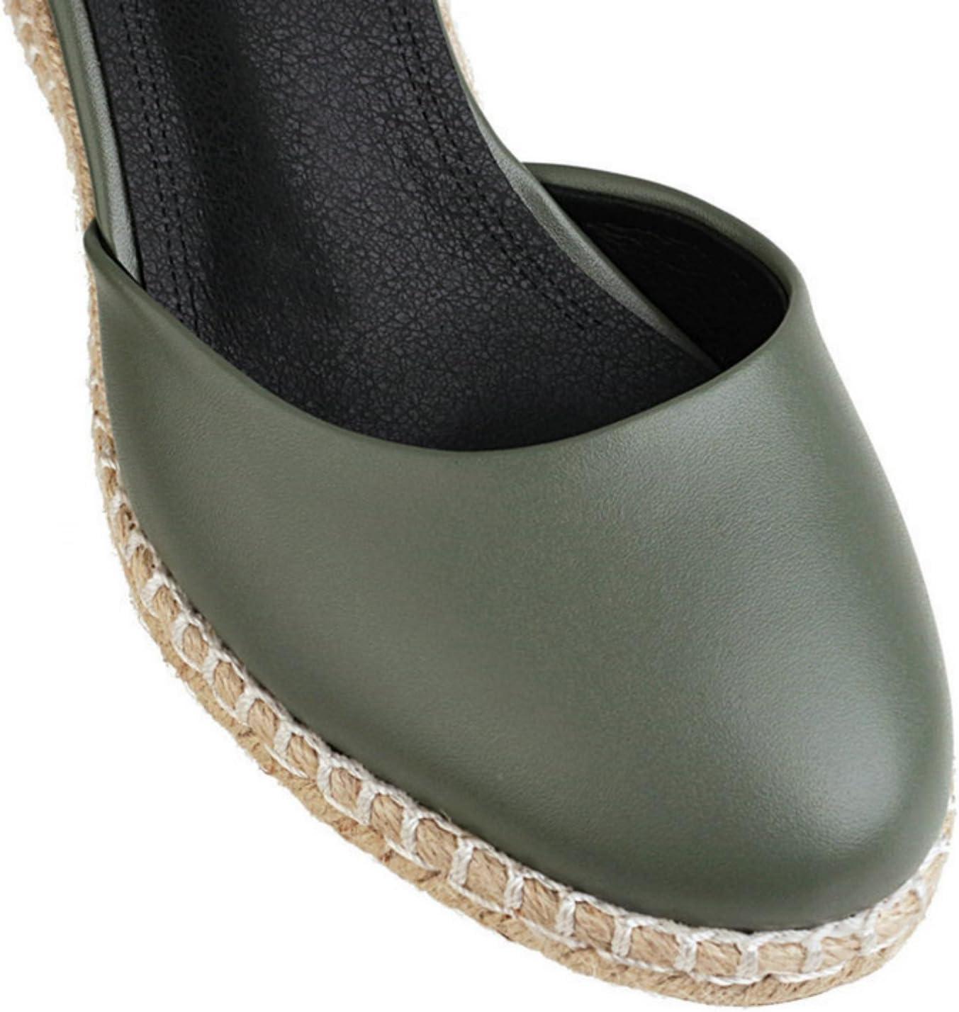 imageFemmes Ferm Bout Rond Sandales Dt Cheville Bride Robe Escarpins avec Boucle Mode Compense Plateforme SandalesGreen Vert