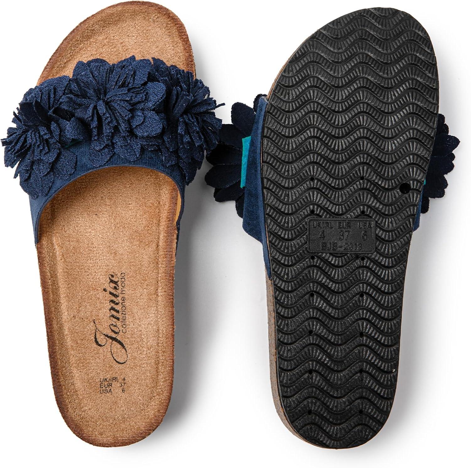 imageJOMIX Claquettes Femme Claquettes Compenses Femme Claquette Femme Imprim Chaussons dt Sandales Femme Confortables pour Maison Piscine PlageMarine