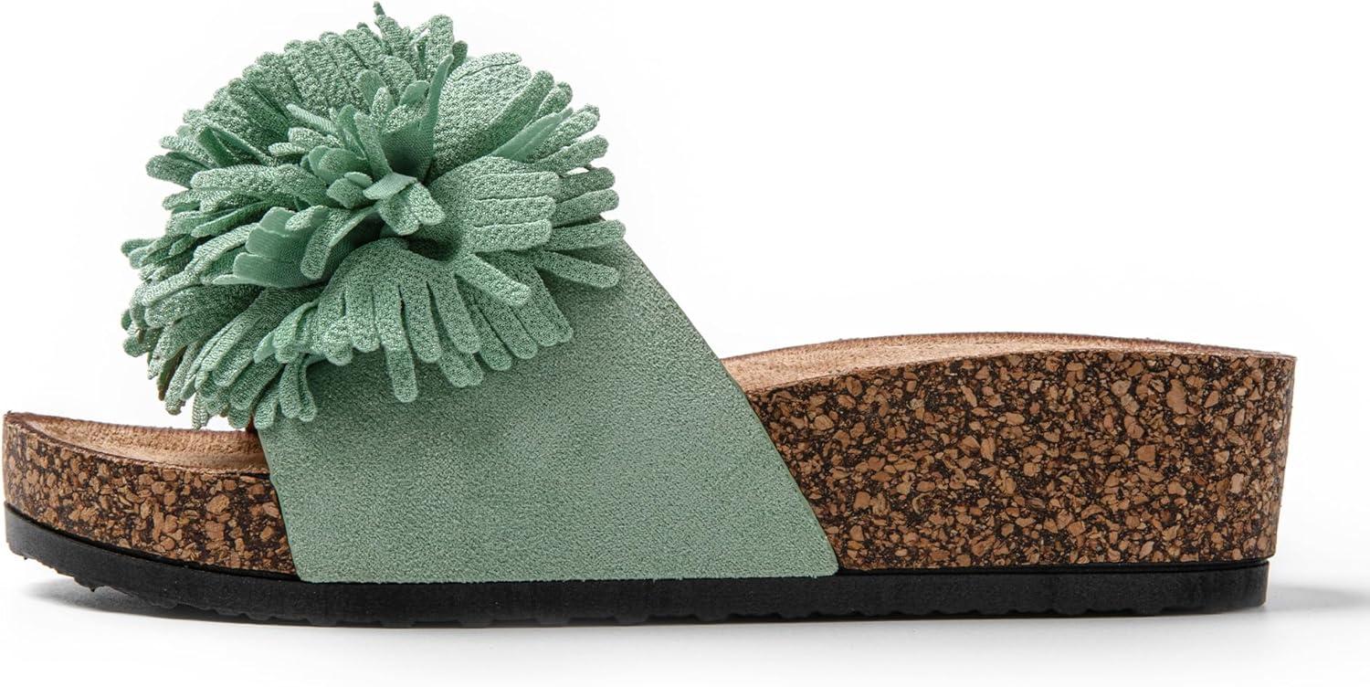 imageJOMIX Claquettes Femme Claquettes Compenses Femme Claquette Femme Imprim Chaussons dt Sandales Femme Confortables pour Maison Piscine PlageVert