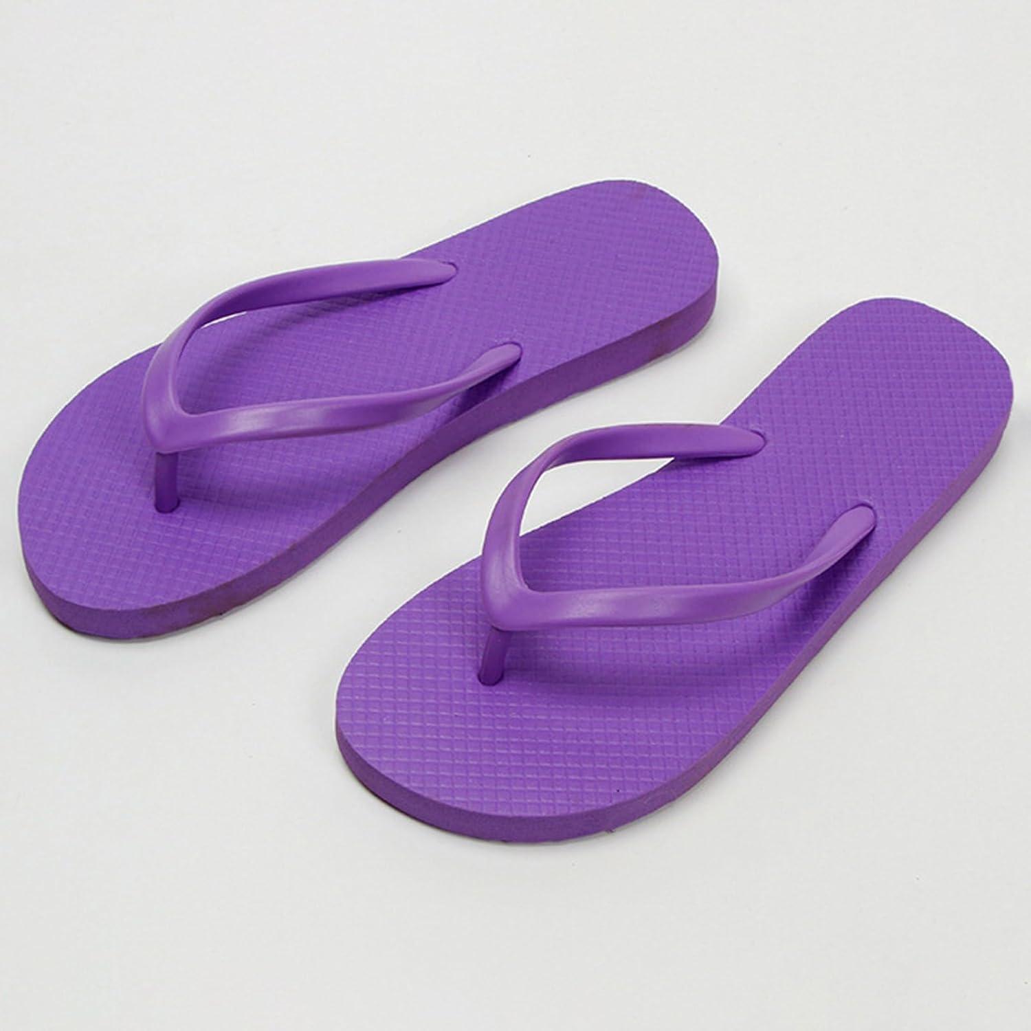 imageTongs pour Femmes Pantoufles de Douche pour Femmes Sandales Plates adaptes la Salle de Bain dt la Plage Piscine Tongs lgres et Basiques en Chaussures Scurit FemmesViolet