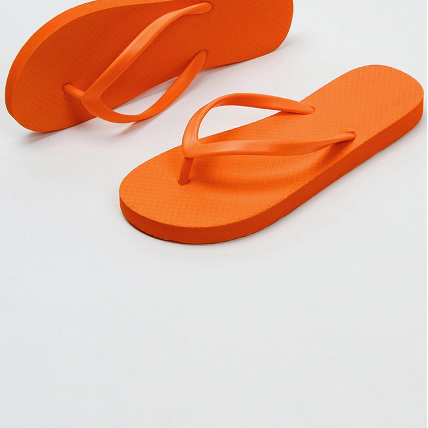 imageTongs pour Femmes Pantoufles de Douche pour Femmes Sandales Plates adaptes la Salle de Bain dt la Plage Piscine Tongs lgres et Basiques en Chaussures Scurit FemmesOrange